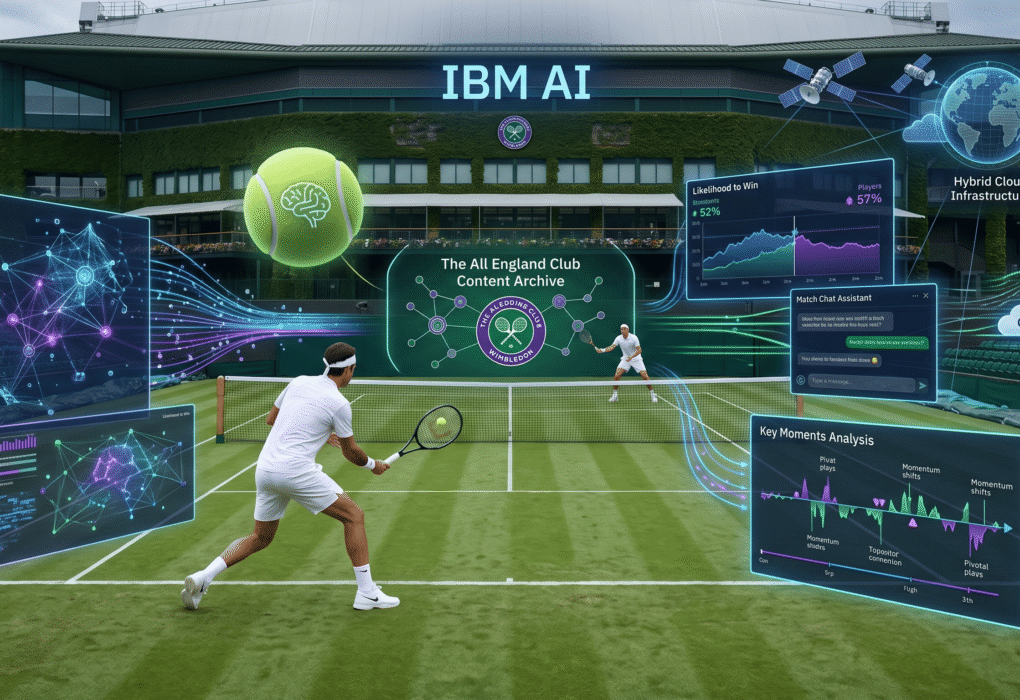 Wimbledon 2026 digital platform powered by IBM AI showing live match analysis and Key Moments feature