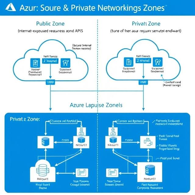 Diagram showing Azure public and private networking zones with VNet, NSG, and Private Link