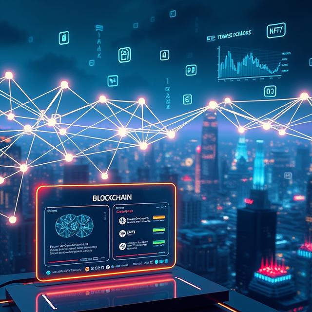 Blockchain technology trends and innovations in 2024 showing decentralized networks and digital finance