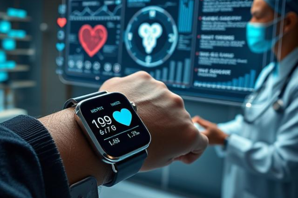 Person wearing a smartwatch tracking heart rate and health data for preventive healthcare