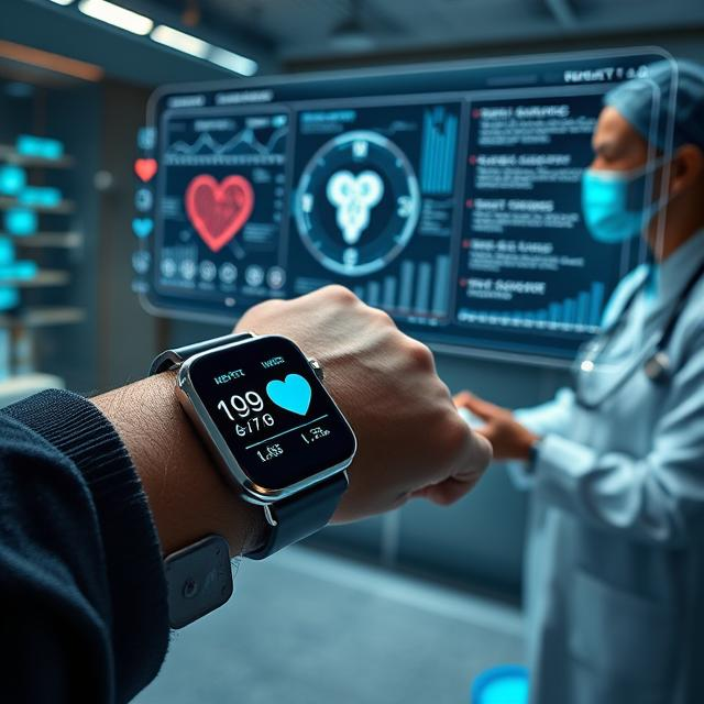 Person wearing a smartwatch tracking heart rate and health data for preventive healthcare