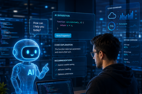 Human developer and AI coding agent working together on software development