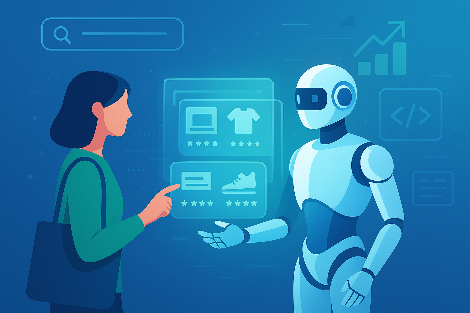 AI shopping agent searching and comparing products online on behalf of a user