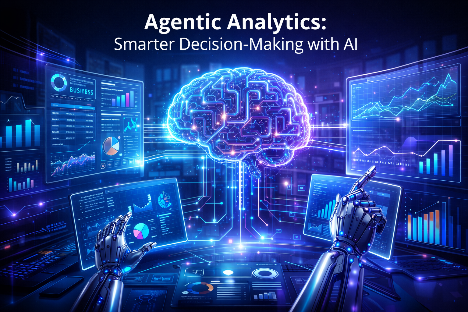Agentic Analytics dashboard showing AI-powered business decision making with data charts