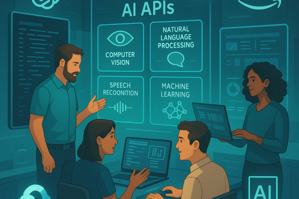 Developer using best AI APIs to build smarter software applications