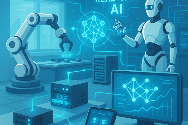 Robot using AI and edge computing for real-time control in a factory setting