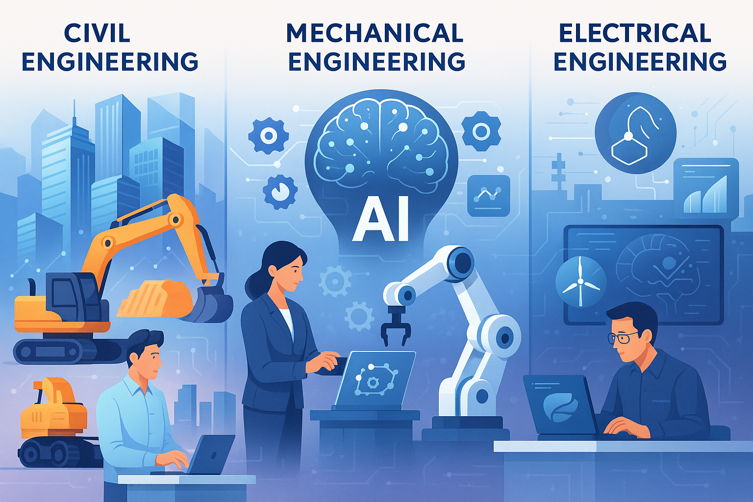AI applications in civil, mechanical, and electrical engineering