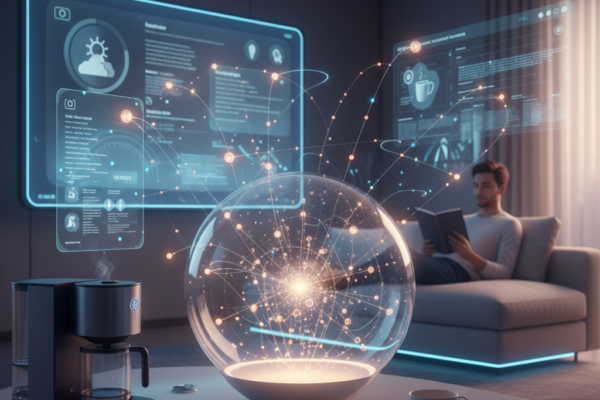 Ambient Intelligence smart environment with IoT sensors and automated devices in a modern home