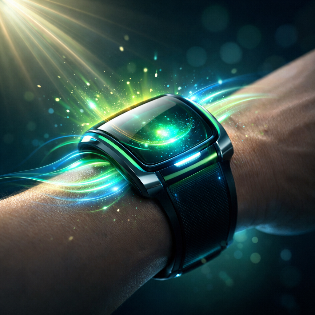 Battery-free self-charging wearable device powered by body heat and solar energy