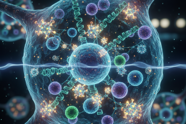 Illustration of biological qubits and quantum sensing inside living cells