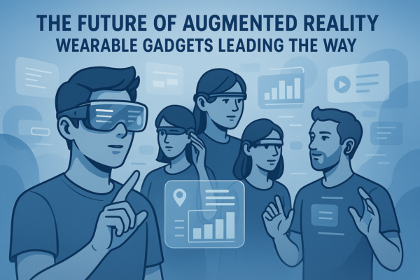 Person wearing AR glasses experiencing augmented reality overlay in real world