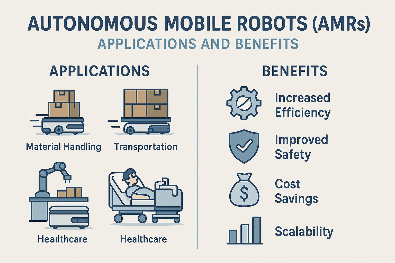 Autonomous Mobile Robot navigating a warehouse floor alongside workers