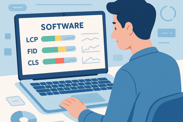Core Web Vitals and user experience signals dashboard for software website SEO optimization