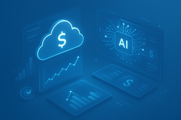 AI-powered cloud cost management dashboard showing AWS, Azure, and Google Cloud spending optimization