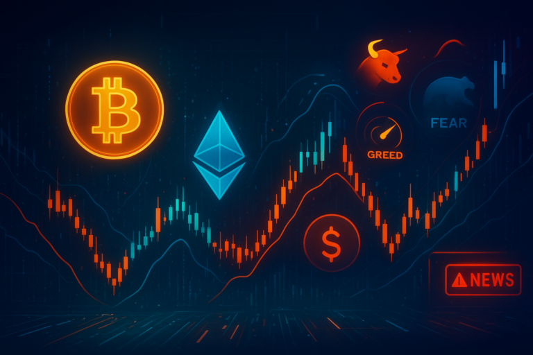 Cryptocurrency market volatility chart showing price swings and market sentiment indicators
