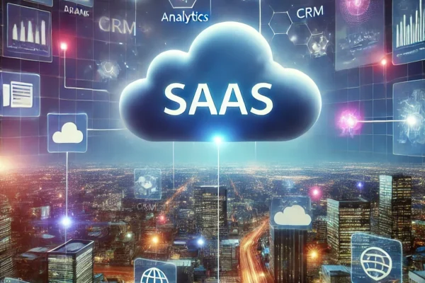 Software as a Service SaaS concept showing cloud-based tools and business applications