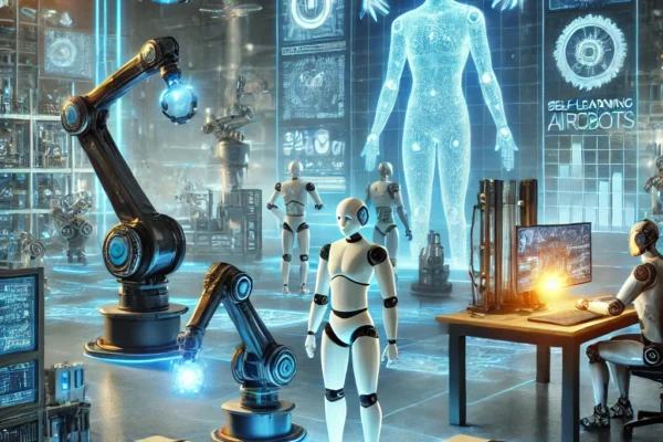 Collaborative robots and autonomous mobile robots working in a smart factory in 2024