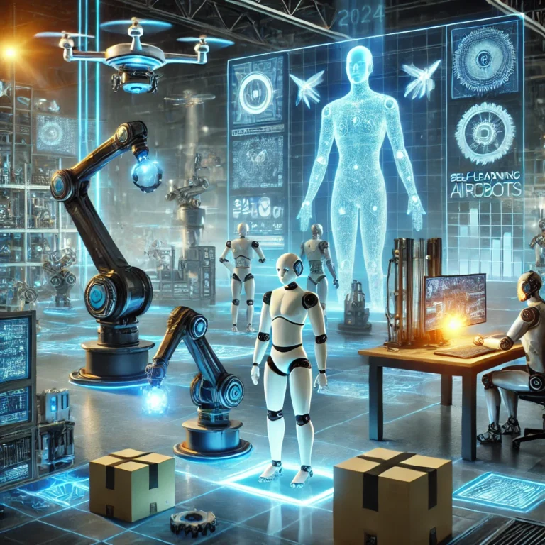 Collaborative robots and autonomous mobile robots working in a smart factory in 2024