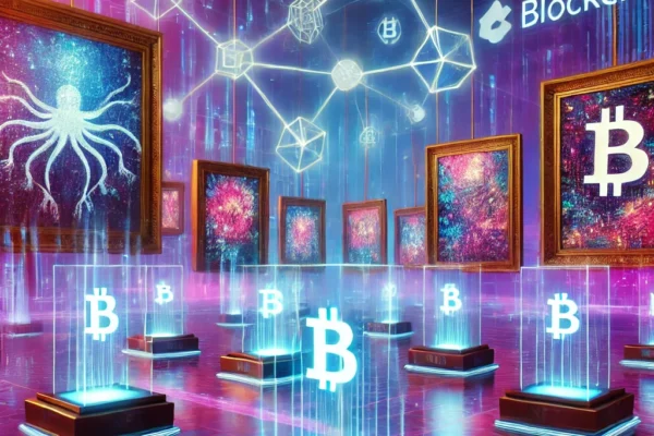 Digital artwork displayed on a blockchain-powered NFT marketplace platform