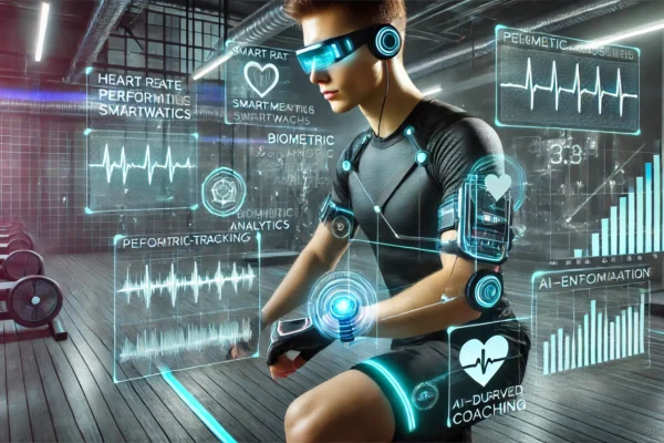 Athlete wearing a fitness tracker smartwatch during sports training