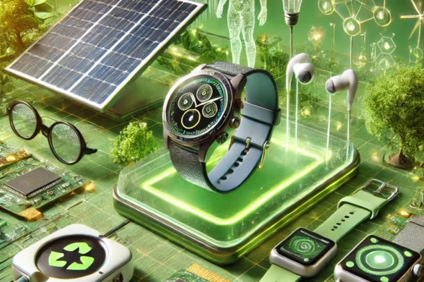 Eco-friendly smartwatch and sustainable gadgets made from recycled materials