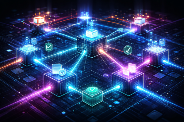 Illustration of on-chain governance and DAO evolution on blockchain network