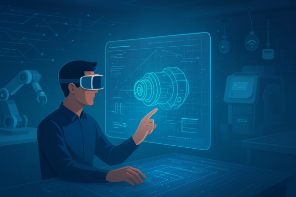Engineer working on Design for Sensing and Digitalisation with digital twin and IoT sensors