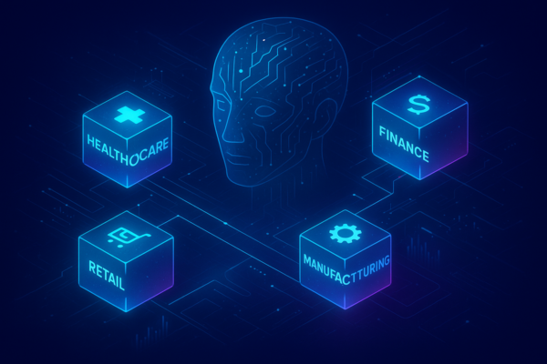 Domain-specific and fine-tuned smaller AI models used across healthcare, banking, and manufacturing industries