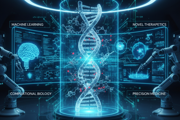 AI and machine learning technology used for accelerated drug discovery and biologics design in pharmaceutical research