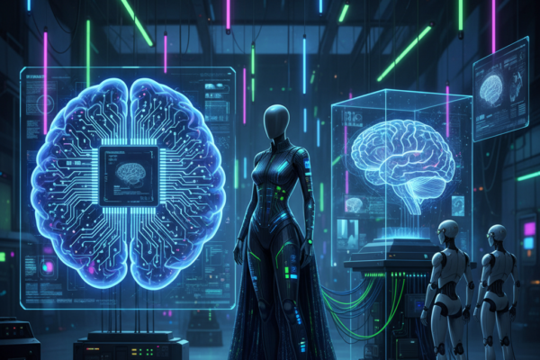 Neuromorphic computing chip alongside e-textile fabric and brain-inspired hardware systems