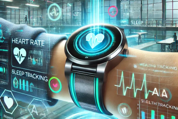 Next-generation fitness tracker on wrist showing health monitoring features including ECG and SpO2