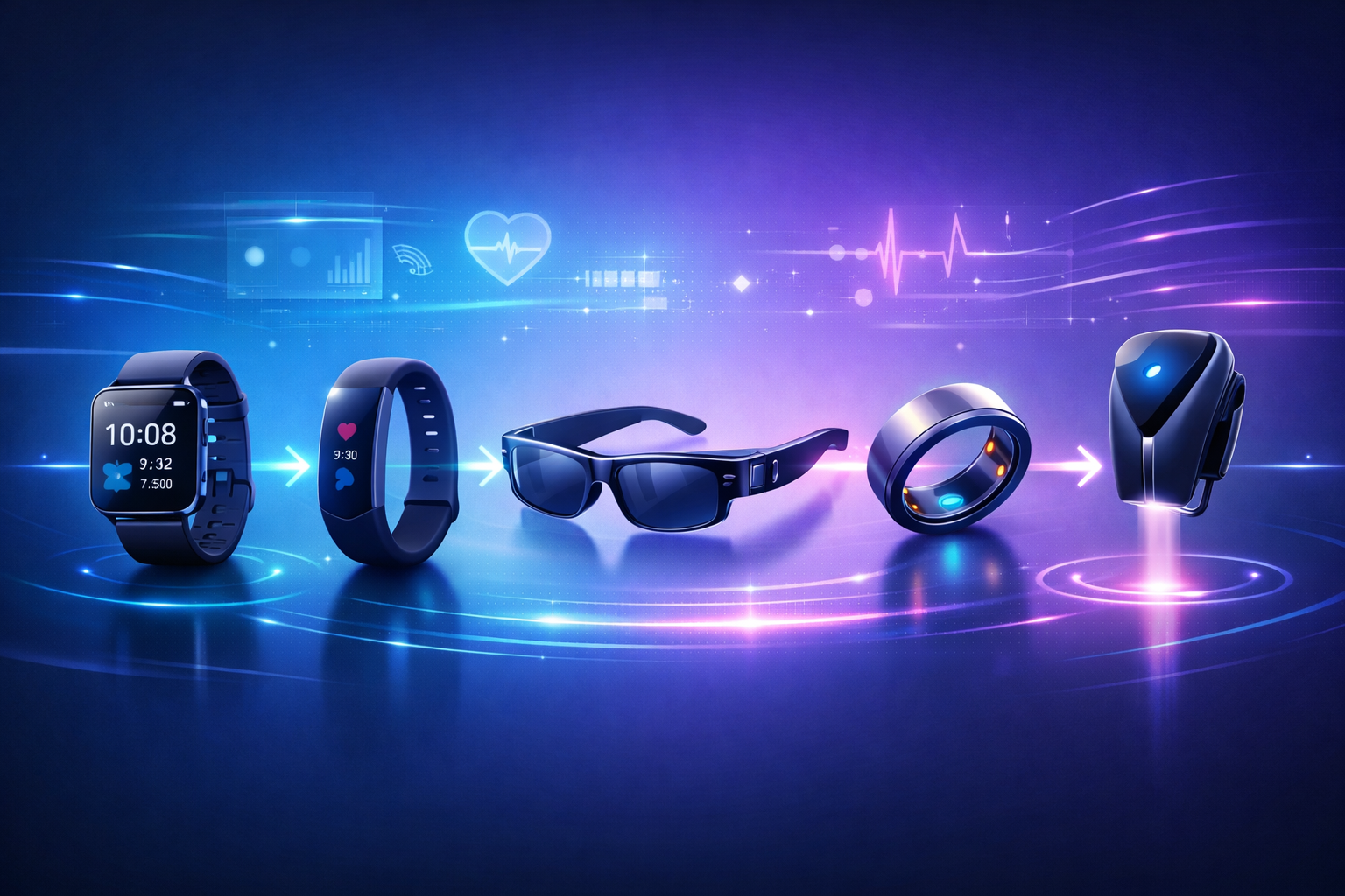 Evolution of wearable technology from digital watches to AI pins and smart rings