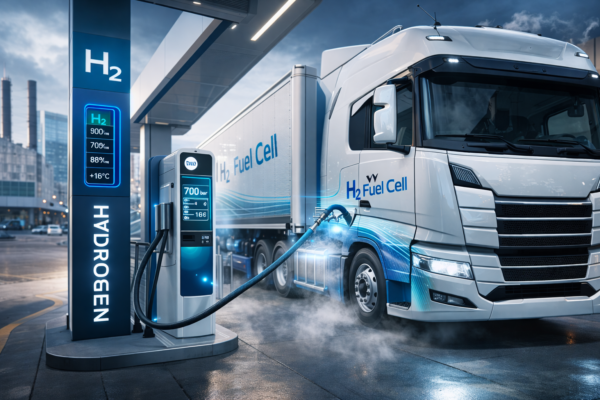 Large-scale green hydrogen production facility with electrolyzers and renewable energy infrastructure