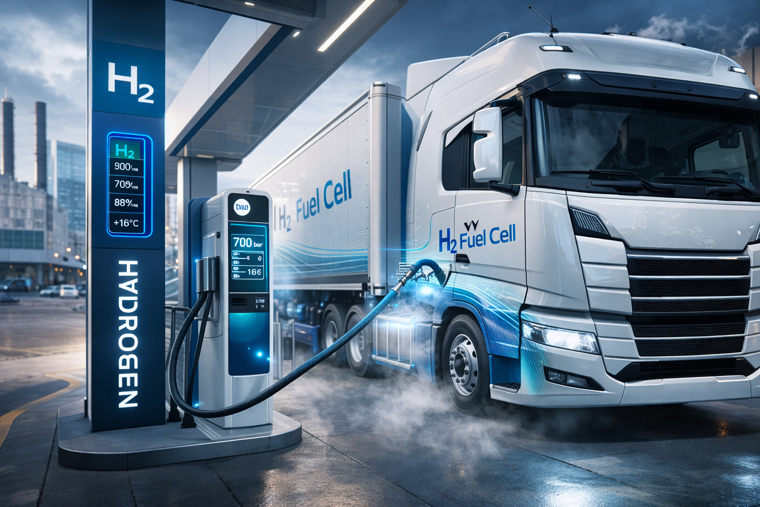 Large-scale green hydrogen production facility with electrolyzers and renewable energy infrastructure
