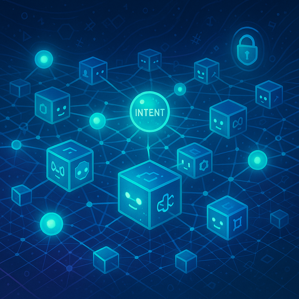 Diagram explaining how Intent-Centric Blockchain ICB works with solvers and user intent