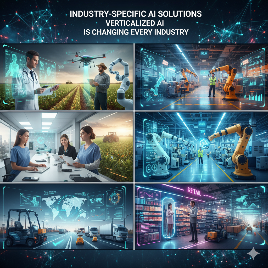 Vertical AI solutions being used across healthcare, finance, agriculture, and manufacturing industries
