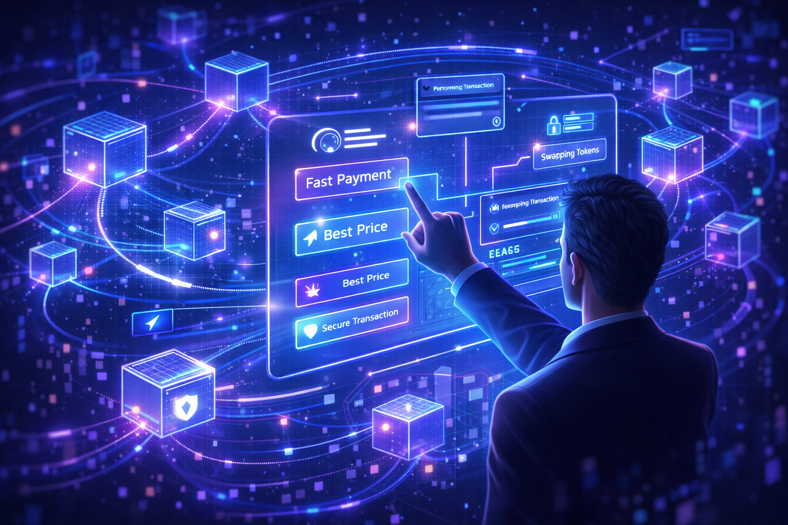 Intent-based blockchain system automating smart crypto transactions for users