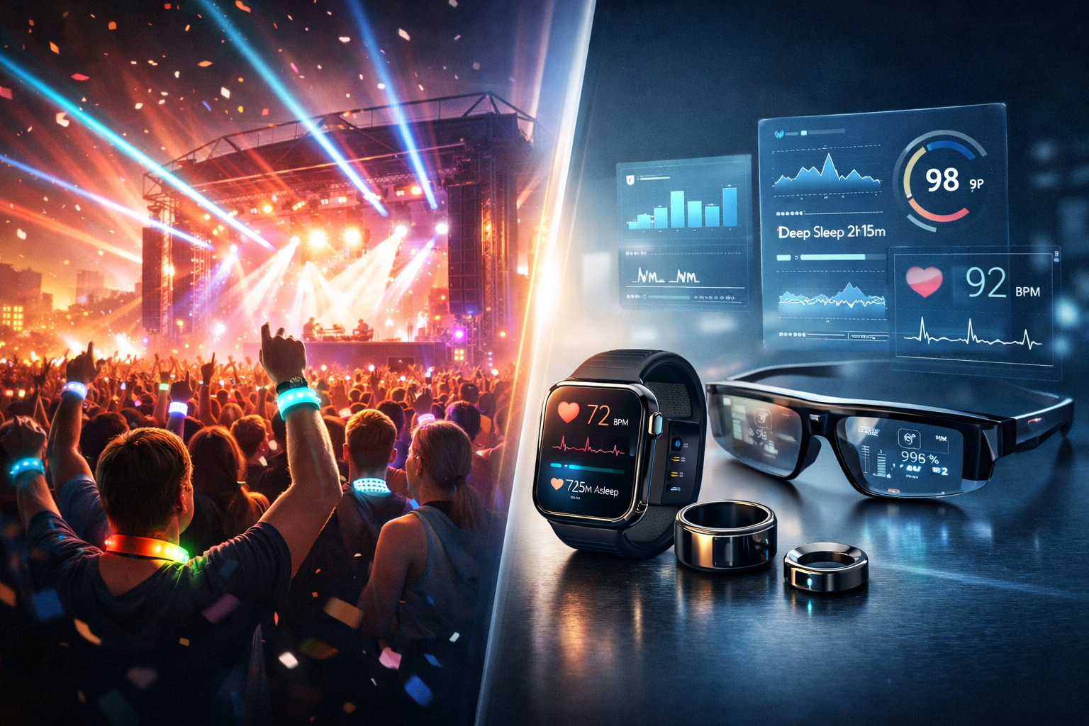 Smart wearable devices including smartwatch, fitness band, smart ring and LED festival wristband