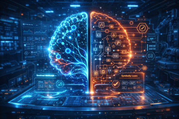 Diagram showing neurosymbolic AI combining neural networks and symbolic reasoning