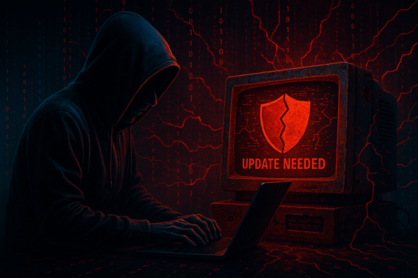 Outdated software cybersecurity risk showing unpatched system vulnerabilities