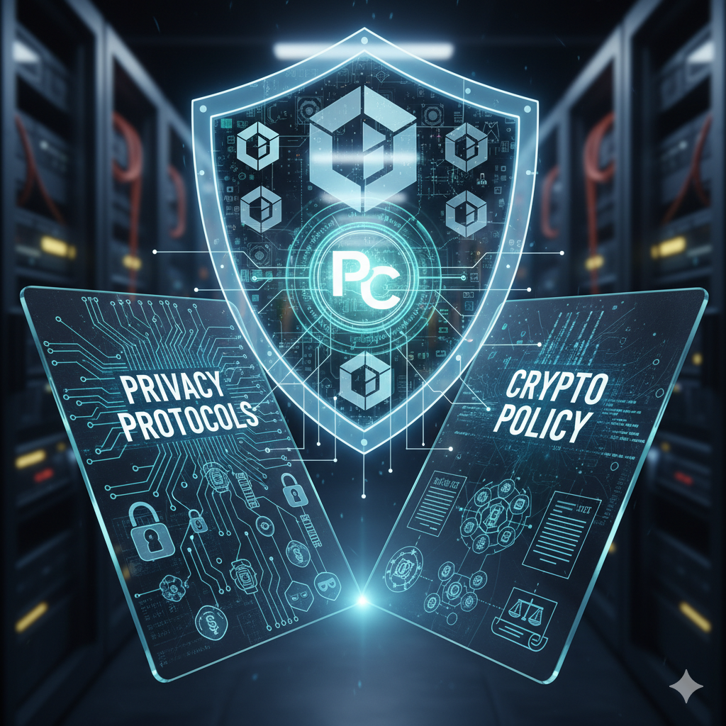 Blockchain privacy protocols and crypto policy balance illustration