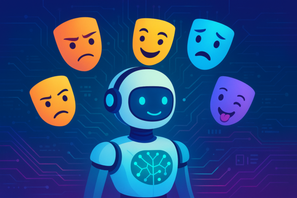 Illustration showing persona vectors inside an AI chatbot causing unpredictable behavior