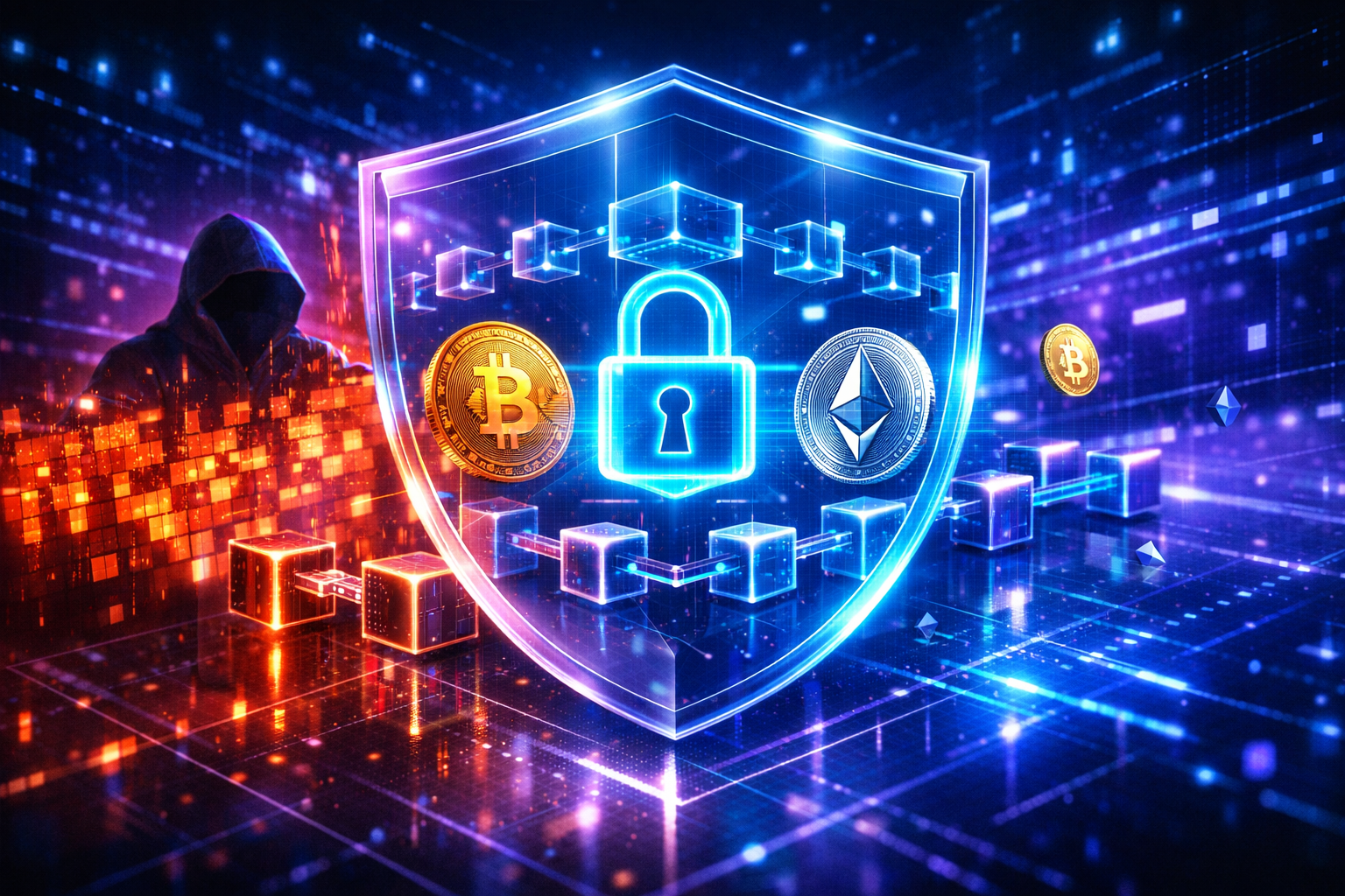Blockchain security protecting cryptocurrency from hacks and fraud