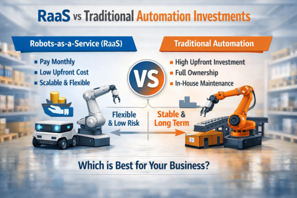 Comparison of RaaS Robots-as-a-Service and traditional automation investment models for businesses