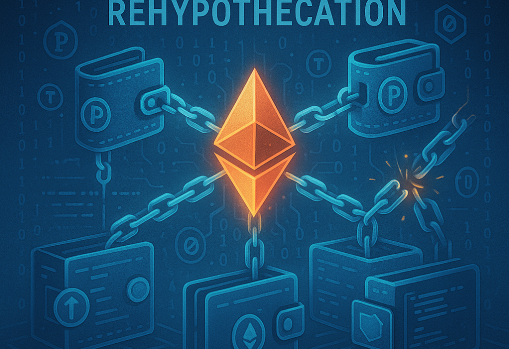 Illustration showing rehypothecation risk chain in DeFi lending platforms