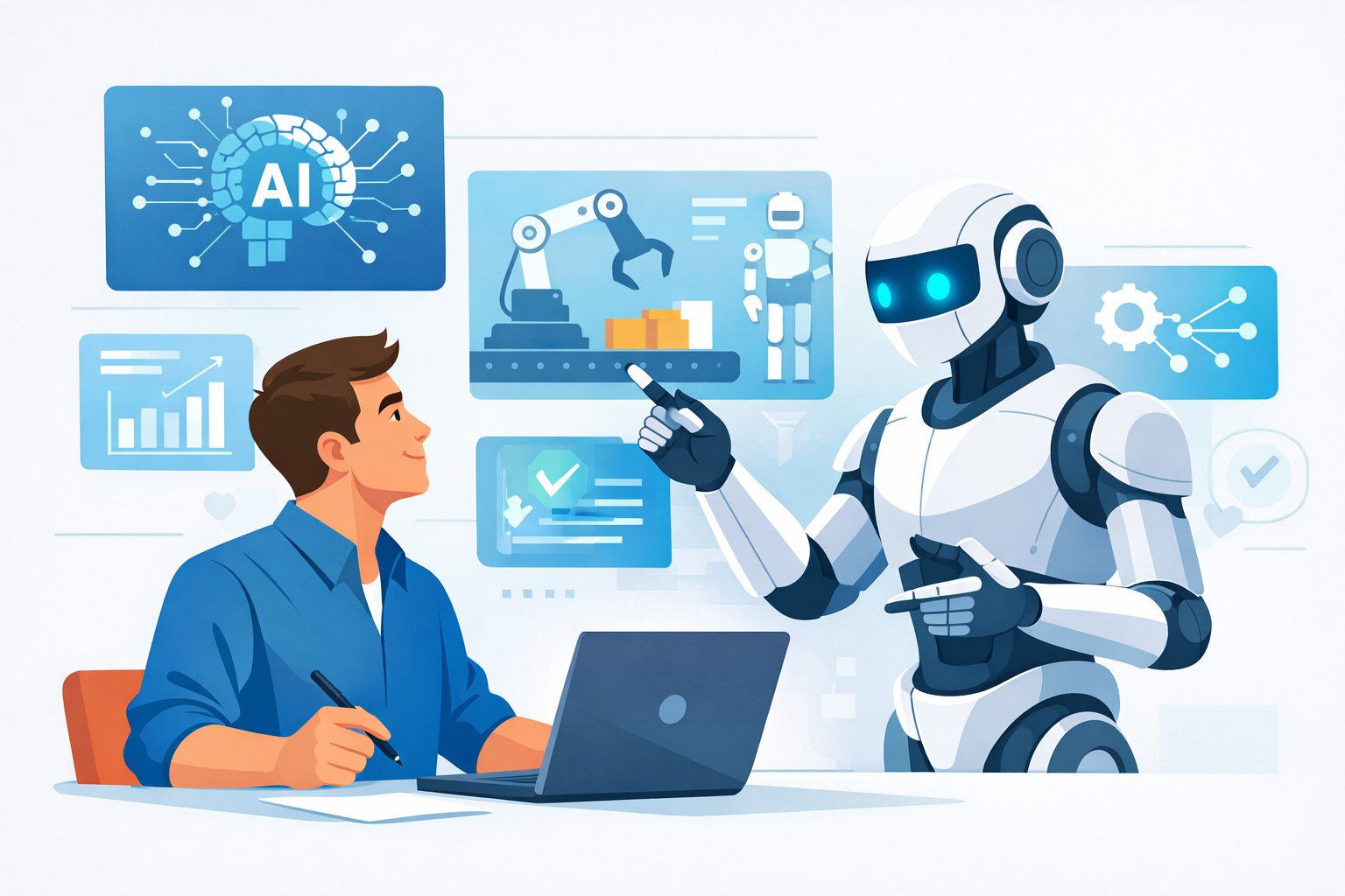 Workers learning skills to prepare for an AI and robotics economy