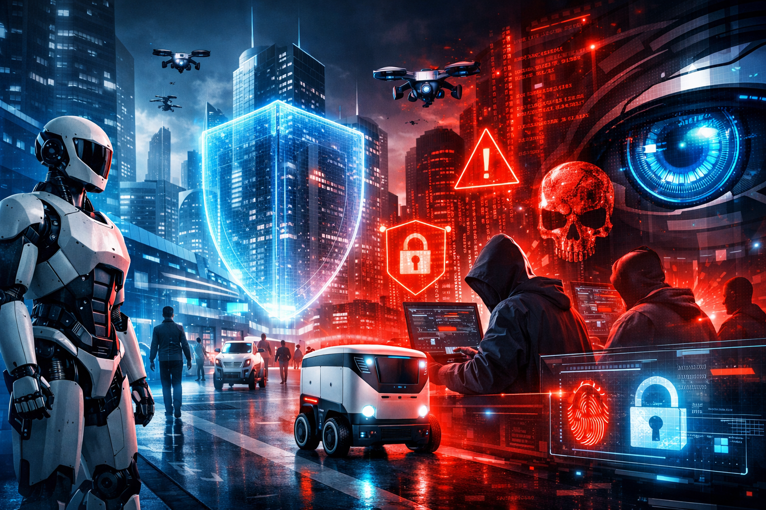 Security and crime risks in a robot-augmented future with autonomous robots and cybersecurity threats