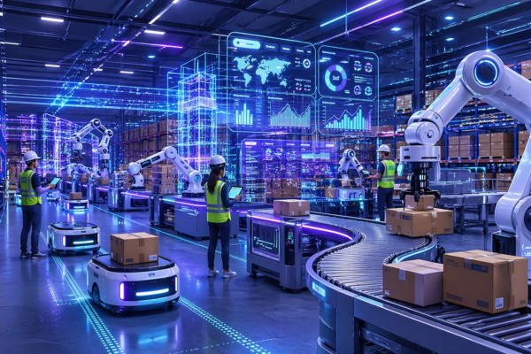 Autonomous mobile robots working inside a smart warehouse for e-commerce order fulfillment