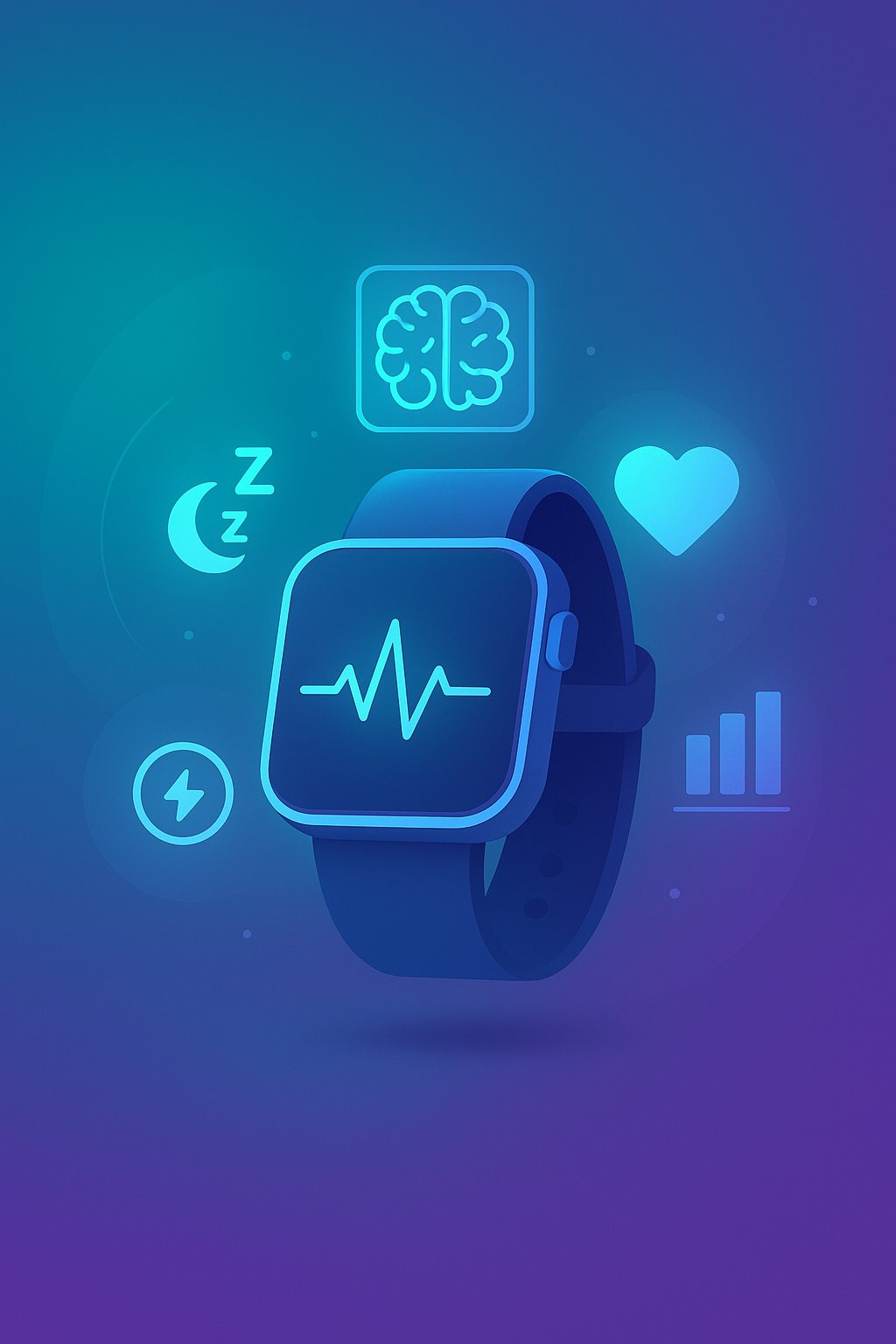 Smartwatch displaying AI-powered health monitoring features including ECG and sleep tracking in 2025