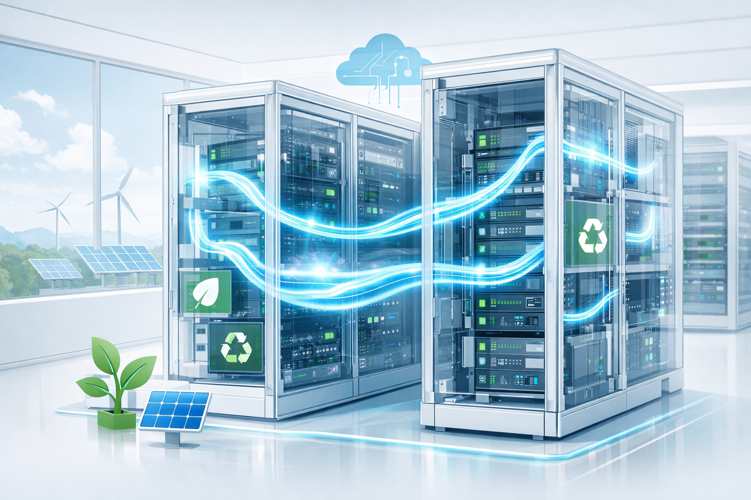 Superconducting cables inside a high-efficiency data center facility